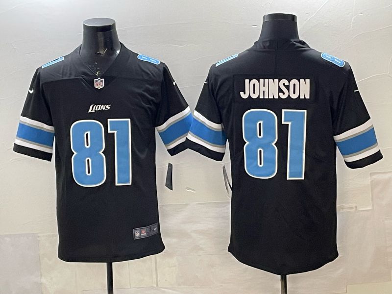 Men 2025 Nike Detroit Lions #81 Johnson black Limited NFL Jersey  01